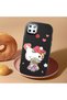 Realme C25S Compatible Case Camera Protector Black Silicone Couple Phone Case with Kitty Pattern - 2