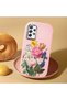 Samsung Galaxy A72 Compatible Case Camera Protector Pink Silicone Couple Phone Case with Floral Pattern - 2