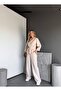 Premium Quality Belt Detailed Comfortable Cut Shirt and Trousers Two-Piece Set - 5