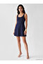 Lcw Vision Indigo U-Neck A-Line Mini Jean Dress