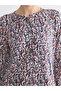 Original Oval Collar Patterned Blouse - 3