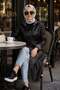 Women's Hooded Zippered Leather Black Hood - 4