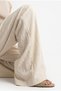Women's Cream Waist Detailed Short Sleeve Vest Elastic Waist Pants Cotton Linen Suit 1087 60286348 - 6
