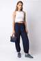 2215 Women's Rustic Adjustable Flexible Waist Bohemian Baggy Trousers Navy Blue