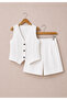 Women's Vest Shorts Two-Piece Set Linen Blend Casual Stylish Combination - 3