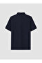 Vizyon New Season Navy Blue Polo Collar Textured Men's T-Shirt - 7
