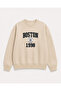 Boston Print Detailed Crew Neck 2 Thread Sweatshirt
