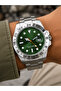 Men's Wristwatch Silver Color Green Dial with Calendar Gift Boxed