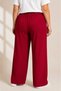 Battal Size Wrinkled Fabric Elastic Waist Lace-Up Wide Leg Palazzo Trousers - Burgundy - 4