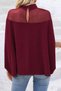 Women's Turtleneck Tulle Detailed Side Open Wide Cut Sandy Blouse - 3