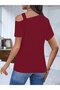 Women's Short Sleeve Asymmetrical Collar Detailed Viscose Blouse - 2