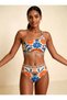 Retro Flowery One Shoulder Bikini Set - 5