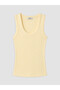 Vizyon New Season Yellow U-Neck Women's Ribbed Undershirt - 5