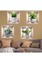 Creative 3D Plant Wall Stickers,DIY Peel and Stick Removable Adhesive Decals for Home and Bedroom Decoration,Pack of 4 - 5