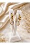 Oval Zircon Stone Dangle Gold Steel Earrings - 4