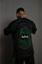 Men's Crew Neck Back Printed Oversize T-Shirt - Black - 2