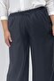 69012 Large Size Elastic Waist Wide Leg Double Tensel Pants with Pockets - Black - 2