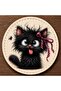 Crazy Cats Mdf Coasters 9X9 cm Set of 6 |   Decorative Wooden Coaster with Funny Cat Design |   Coffee and Tea Cup Coaster. - 2