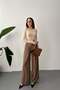 Women's Moccah Pleated High Waist Wide Leg Woven Trousers with Side Pockets