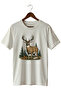 Deer Printed Unisex T-Shirt – Hunter Outdoor Nature Camping Themed Crew Neck Regular Fit