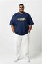 Navy Blue 100% Cotton Oversized Plus Size Men's Printed T-Shirt - 3XL 4XL 5XL 6XL 7XL 8XL 9XL 10XL 11XL T-Shirt - Relaxed Fit - 2