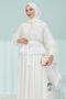 Ecru Floral Detailed Jacket Dress Double Set - 2