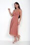 Women's Rope Strap Double Breasted Collar Lined Chiffon Flared Midi Dress - 3