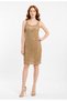 Women's Viscose Gold Lace Detailed Midi Dress