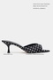 Promise Black Polka Dot Patterned Pointed Toe Women's Thin Heeled Slippers - 2
