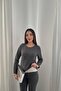 Women's Anthracite Bottom - Top Set Double-Sided Thermal Long Sleeve Round Neck Slim Fit Set - 3