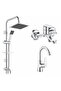 E.C.A Fast Bathroom + Swan Spout Sink Faucet + Tema 53260 Quadro Rain Practical Shower System