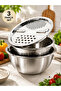 3-Piece Stainless Steel Grater, Strainer and Kneading Bowl Set 28 cm Multi-Purpose Kitchen Preparation Set - 6