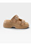 Genuine Leather Poly Sole Women's Platform Heeled Slippers - 7 cm - 5