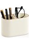 PU leather desktop pen holder, small remote control storage box, multi-functional desktop, double compartment (beige)