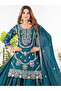 Teal Chinnon Silk Top Bottom & Dupatta - HRT7004 | Teal-Size:2XL-44-Inches - 4