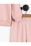 Girl's Bow Detailed Wide-Legged, Grass Stitched, 4-10 Years Old Seasonal 2-Strap Tracksuit Set, 2-Piece Set - 5