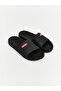 Lcw Steps Black Slogan Printed Men's Slippers