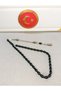 Black Crimped Amber Rosary - 2