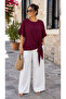 Timeless Elegance - Women's Crew Neck Short Sleeve Aerobin Blouse with Side Tie Detail - 3