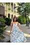 Women's Long Dress with Collar, Birit Detail, Straps, Lining and Pockets - 6