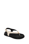 Women's Cream Leather Sandals with Back Buckle and Flip-Flop Design 26Sfd550918 - 7