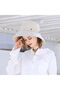 Cotton wide-brimmed sun hat, foldable beach hat, summer fishing hat, convenient for outings. - 4
