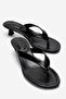 Women's Black Orthopedic Sole Sandals Flip-Flop Short Heeled Slippers (4cm) - 2