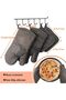 4-Piece Oven Gloves Heat Insulation Mat Set Heat Resistant 500°F Kitchen Gloves Long Recycled Cotton Silicone Non-Slip Grey - 2