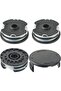 Replacement spools for LIDL Parkside lawnmowers PRT 550 A1, A3; PRTA 20-Li A1, B2, C3 (3 lawnmower replacement spools + 1 spool cap)