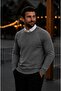 Men's Basic Winter Long Anthracite Sweater