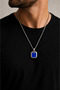 Men's Steel Necklace - Premium Quadrilateral Design with Lapis Stone Stainless Steel • Gift for Lover • Gift for Spouse Necklace - 3