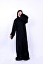 Elegant Black Nida Abaya with Velvet Floral Applique and Beadwork Embellishments - 3