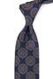 Navy Blue Claret Red Motif Patterned Classic Tie with Handkerchief Kk13975