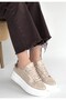 Jetan Beige Patent Leather Lace-Up Sports Shoes - 3